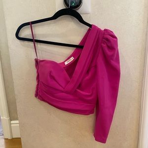 ALC Fuchsia pink One shoulder crop top size 0